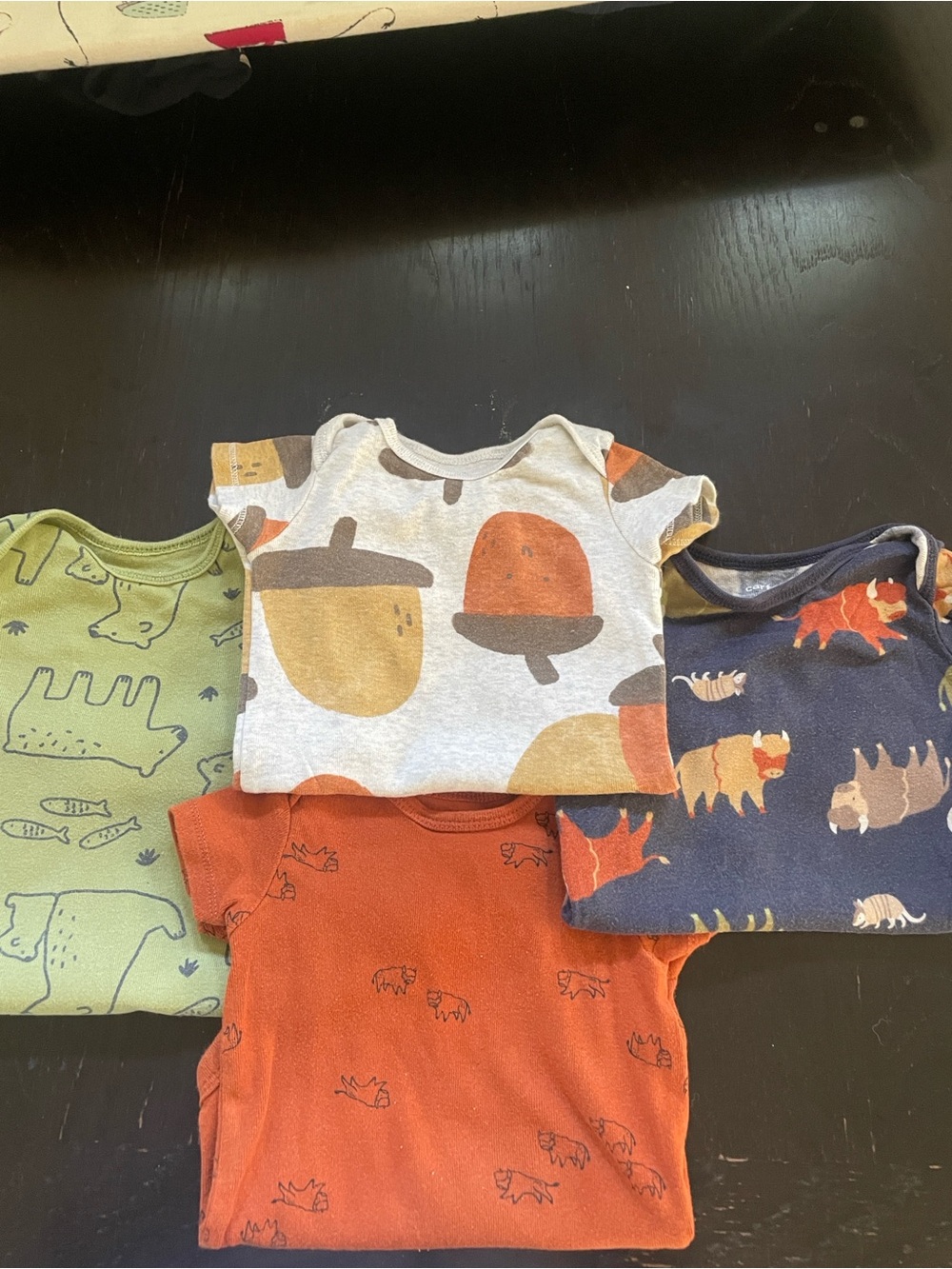 Carter's Baby Bodysuits - Green, Gray, Orange, Navy 6m